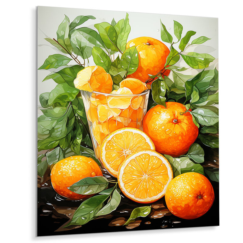 Orange Vibrant Tangerine Cocktail Sunset II - Cocktails Metal Wall Art, 20" H x 12" W x 1" D