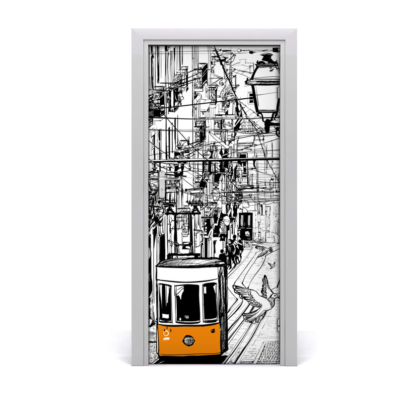 Tram In Lisbon Door Decal