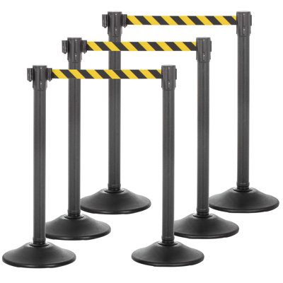 US Weight Sentry QuikSecure Stanchion with 6.5' Chevron Belt- 6 PK