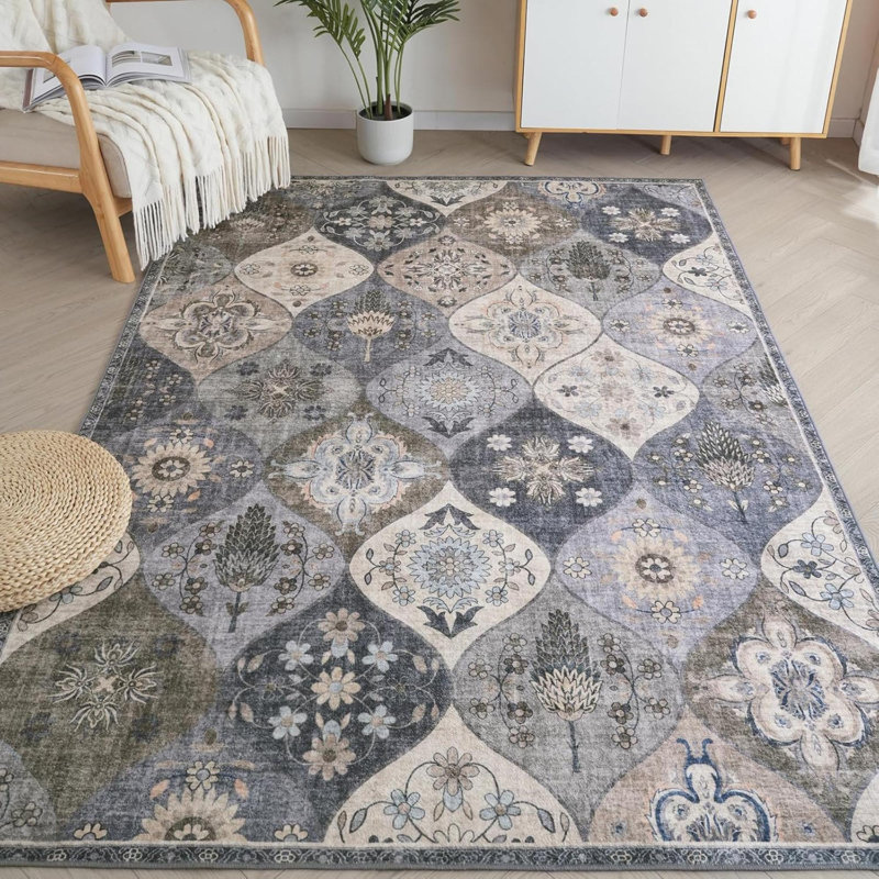 Floral 150cm X 150cm Area Rug, Antique/Multi