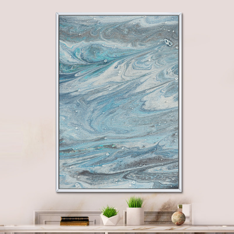 Gris gris et noir - œuvre d'art moderne et contemporaine sur toile, H 20 po x l 12 po x P 1 po, Cadre flottant blanc