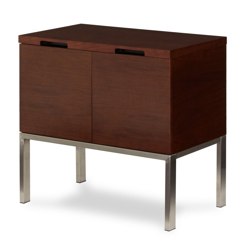Dark Almond Walnut Transitional Office Storage Cabinet