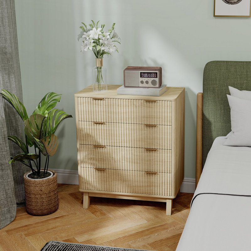 Commode cannelée pour chambre à coucher avec 4 tiroirs