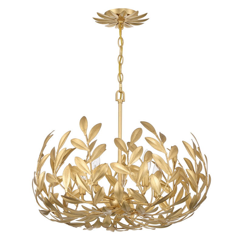 Lustre blanc mat 5 lumières Aumiller, Or antique
