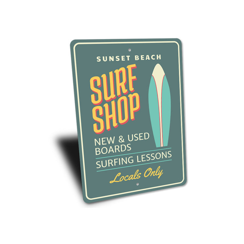 Panneau en aluminium Beach Surf Shop, H 18 po x l 12 po x P 0,06 po