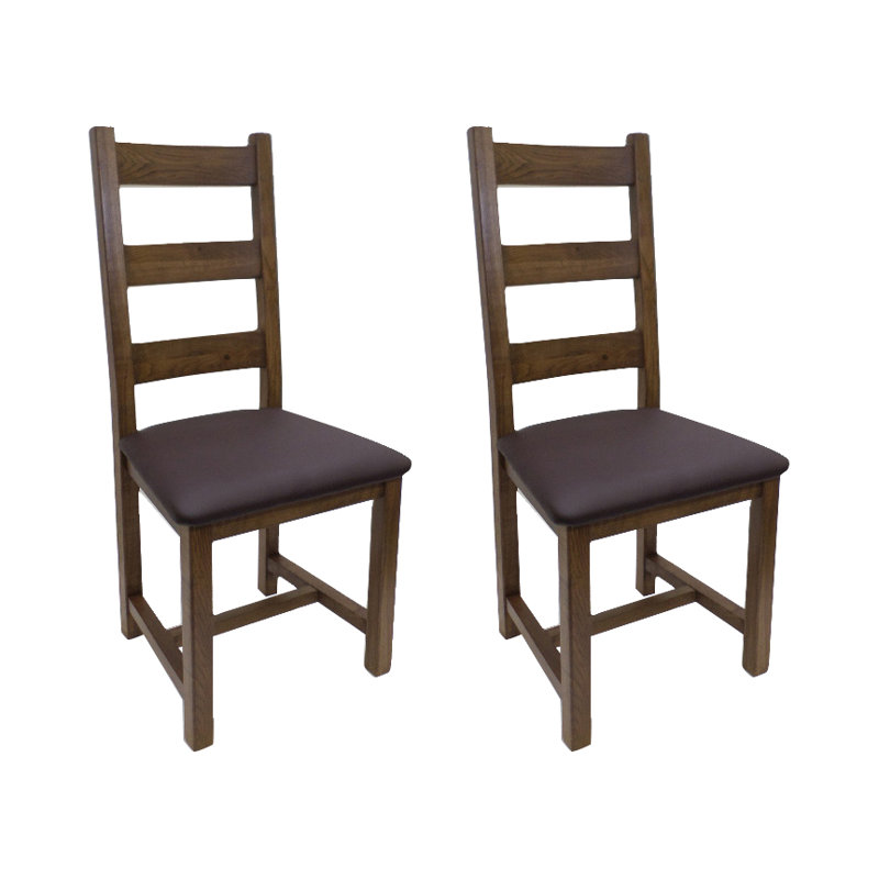 Rayleigh 48cm H Genuine Leather Upholstered Ladder Back Dining Chair