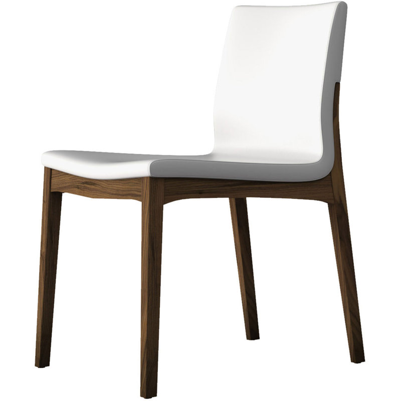 Enna Leather Dining Chair, White on Canaletto Walnut