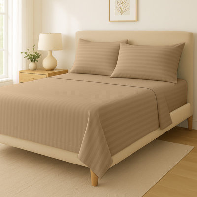 Ensemble de draps 100% coton American Home (simple TG, taupe)
