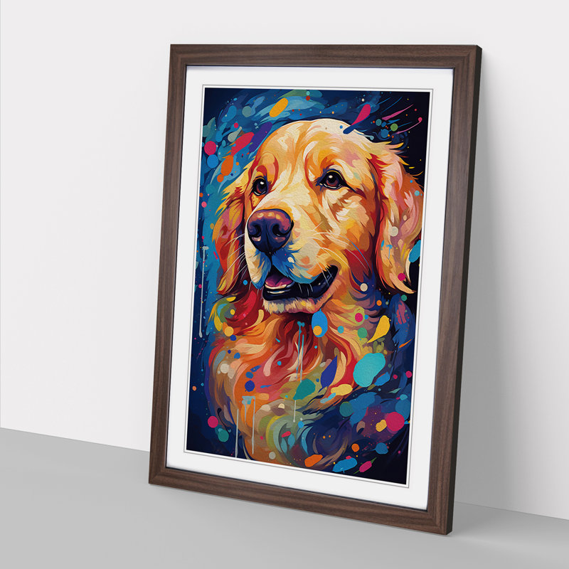 Golden Retriever Futurism Art - Framed Print, Walnut Framed, 46cm H x 34cm W