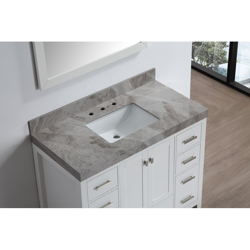 Vasque de salle de bain, 94 cm (L) x 56 cm (P) x 6,5 cm (H), en porcelaine, avec 3 trous prépercés pour robinetterie, gris italien