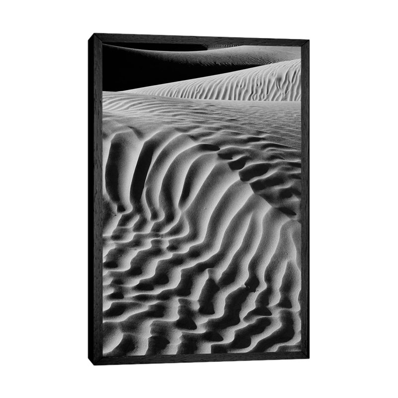 Black And White Landscape With View Of Mesquite Flat Dunes, Death Valley National Park, Mojave Desert, California, USA by Panoramic Images - Floater Frame Gallery-Wrapped Canvas Giclée on Canvas