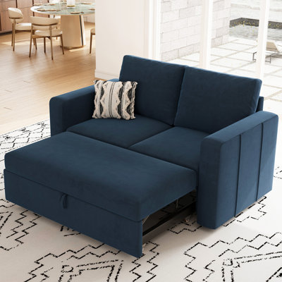 Rafael 2 Seats Fabric Sectional Pull Out Sofa Memory Foam Mudular Sofa For Living Room