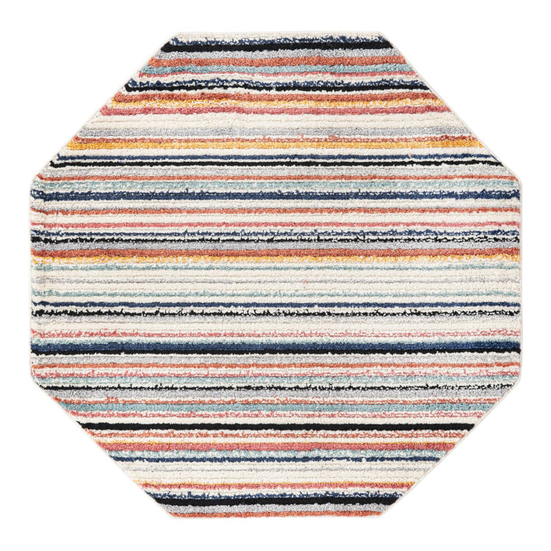 Prentice Striped Indoor Rug, Octagon 5'3" x 5'3"