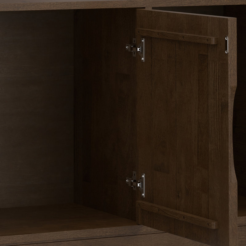 Harper Walnut Brown Solid Hardwood Mid Century Modern Sideboard Buffet