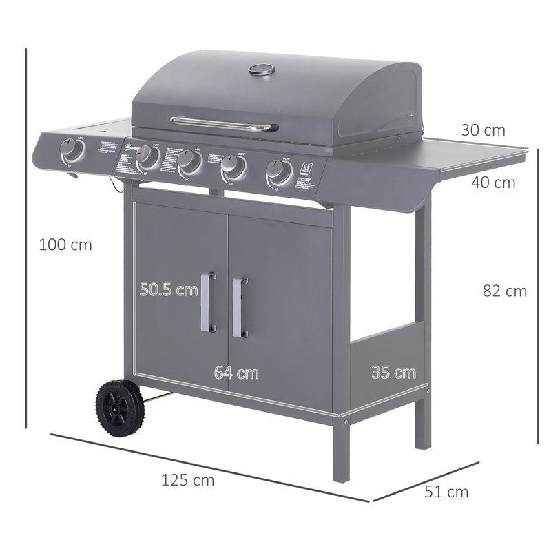 Belfry Kitchen 4 - Burner Free Standing Liquid Propane 9500 BTU BTU Gas Grill with Side Burner and Cabinet