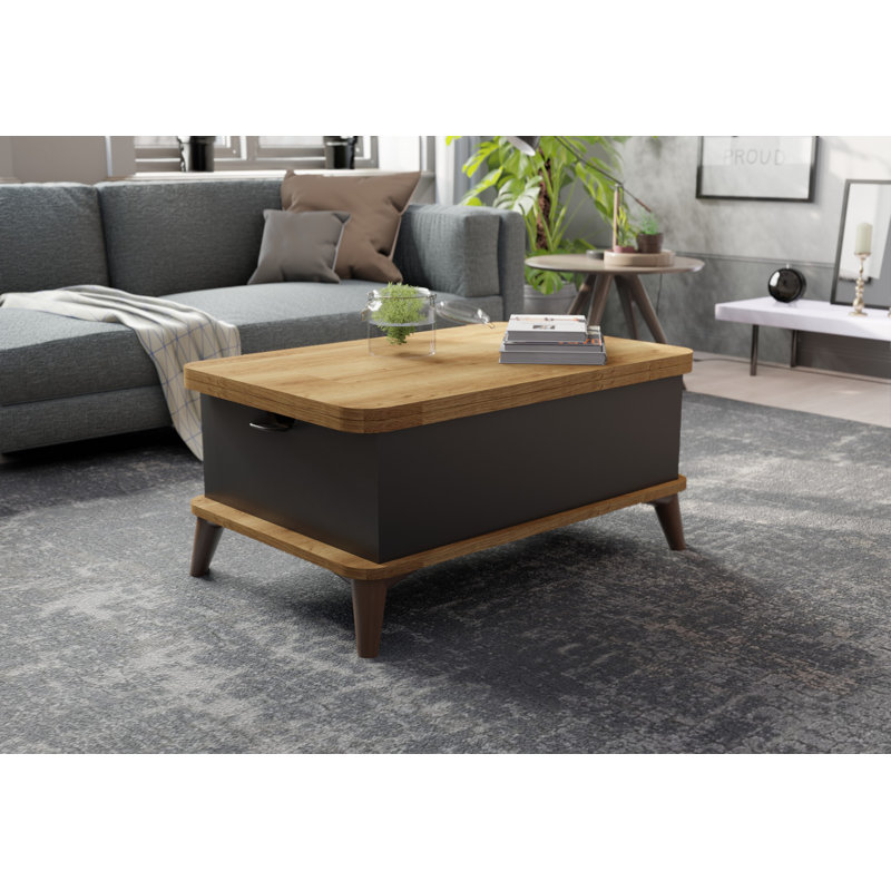 Armory Lift Top Four Leg Coffee Table with Storage, Black, Walnut