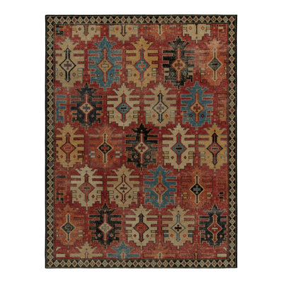Rug & Kilim’S Distressed Rug In Red, Black, Beige, Gold Tribal Patterns