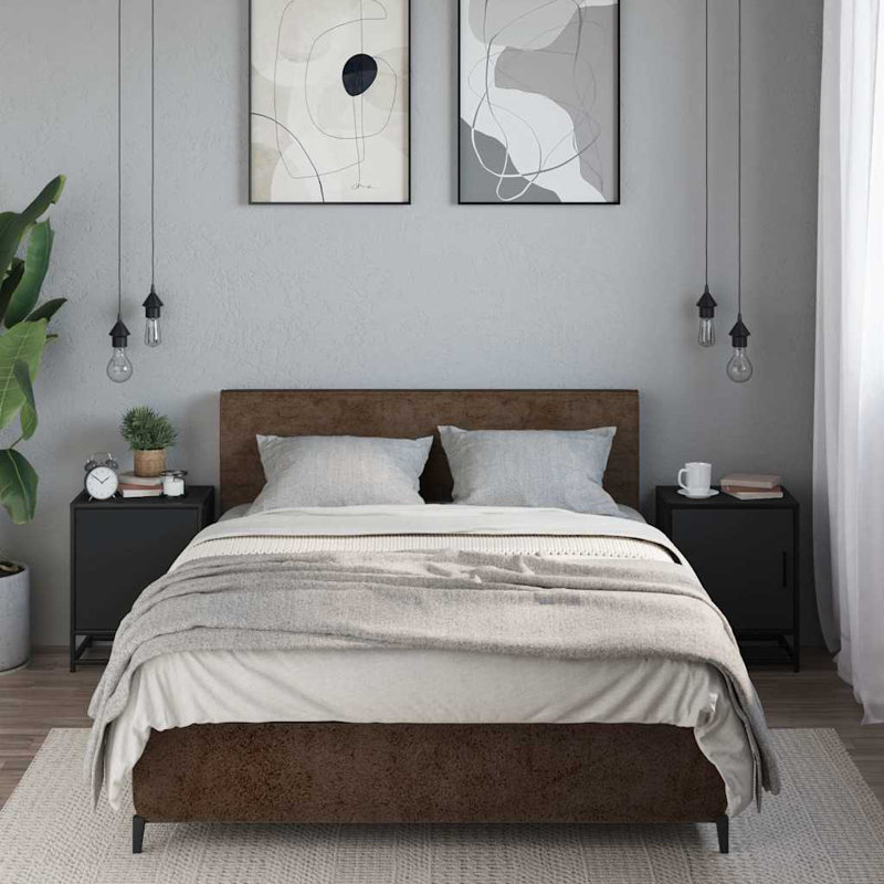 40cm W Metal Bedside Table, Black