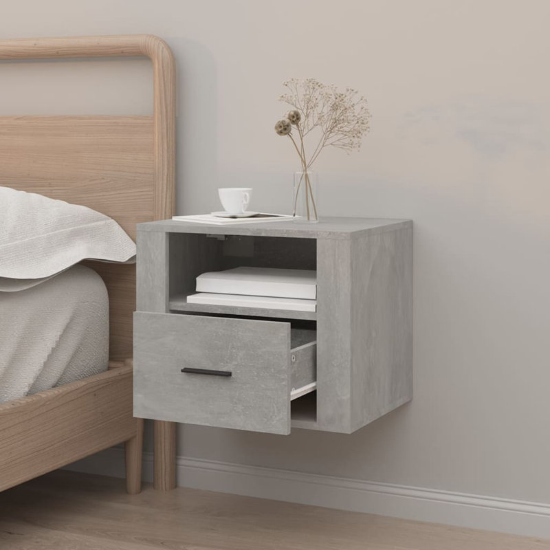 Jalaysia 50cm W Manufactured Wood Bedside Table, Grey, Individual