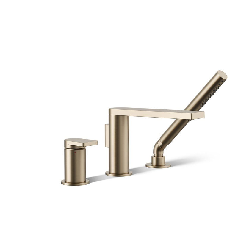 Composed Deck-Mount Bath Faucet With Handshower, Bronze