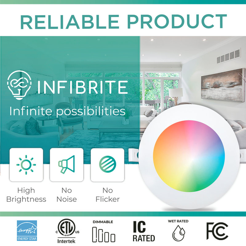 4'' Ultra-Thin Dimmable LED Smart Recessed Lighting Kit, Set of 24