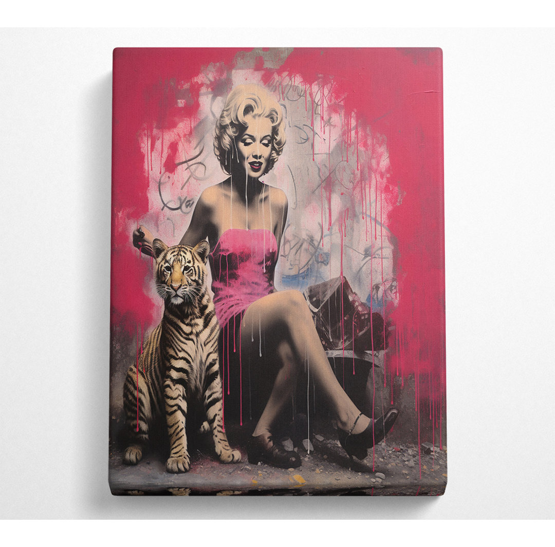 Marilyn Monroe Tiger - Einzelner Bilderrahmen Kunstdrucke auf Leinwand