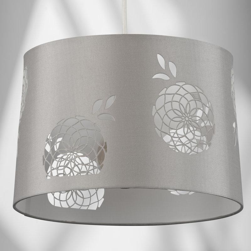 20cm H Polyester Drum Lamp Shade ( Uno ), Grey/Silver