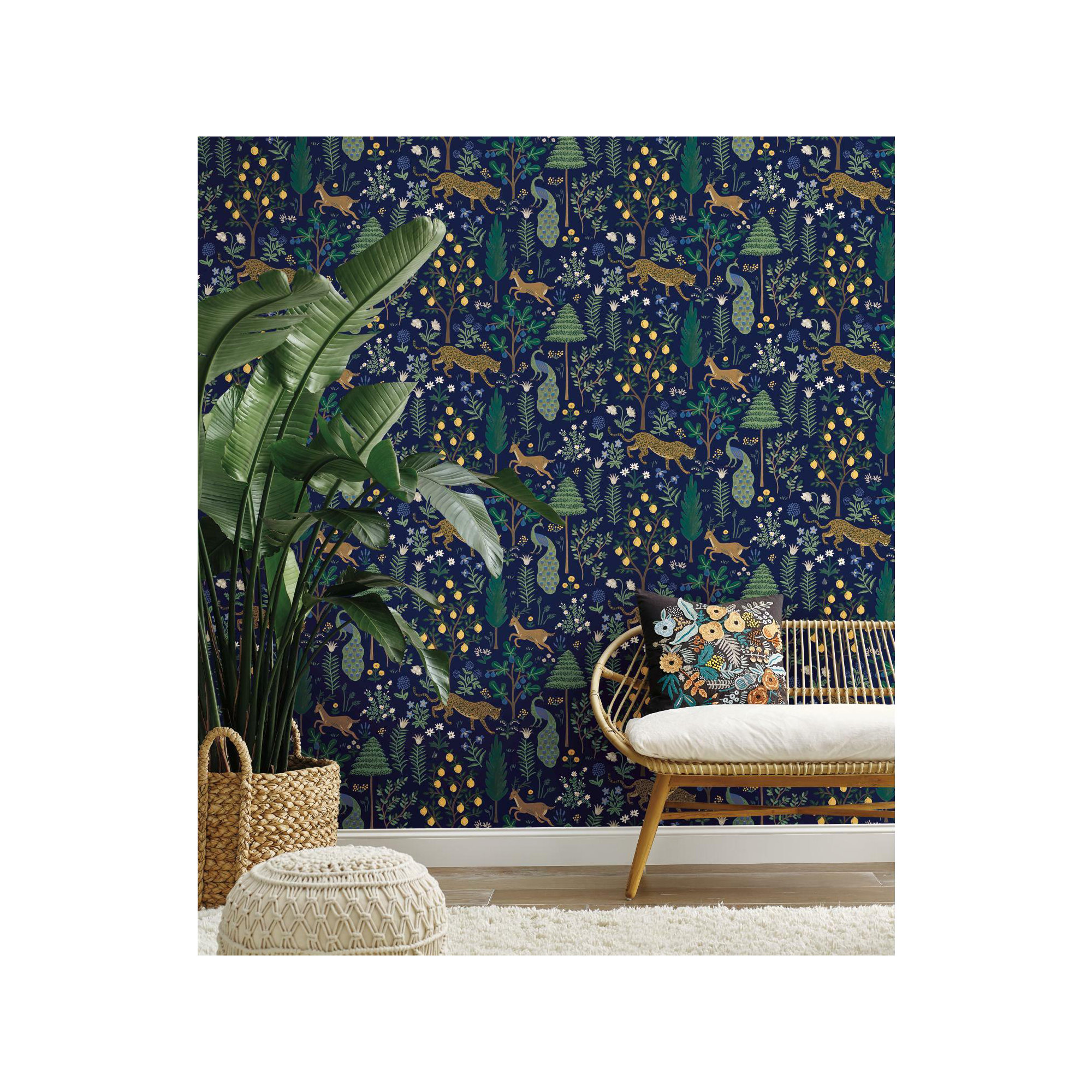 Menagerie 20' L x 27" W Peel and Stick Wallpaper Roll, Blue