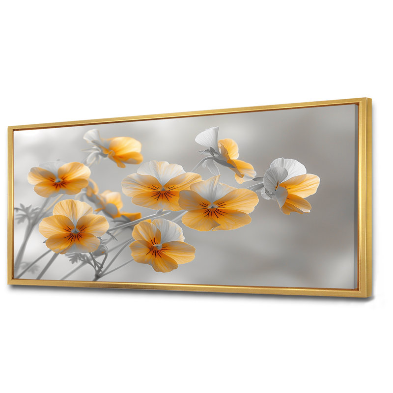 Reproduction d'art mural jaune, Cadre doré, H 28 po x l 60 po
