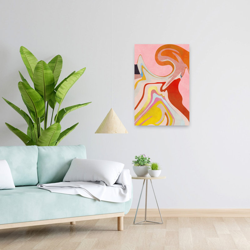 Art contemporain abstrait géométrique coloré, H 24 po x l 16 po