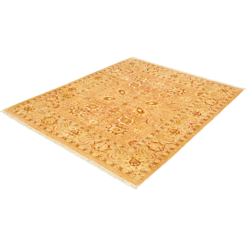 Tapis en laine beige 8 pi x 10 pi "one-of-kind" noué la 2010 chobi Allahna