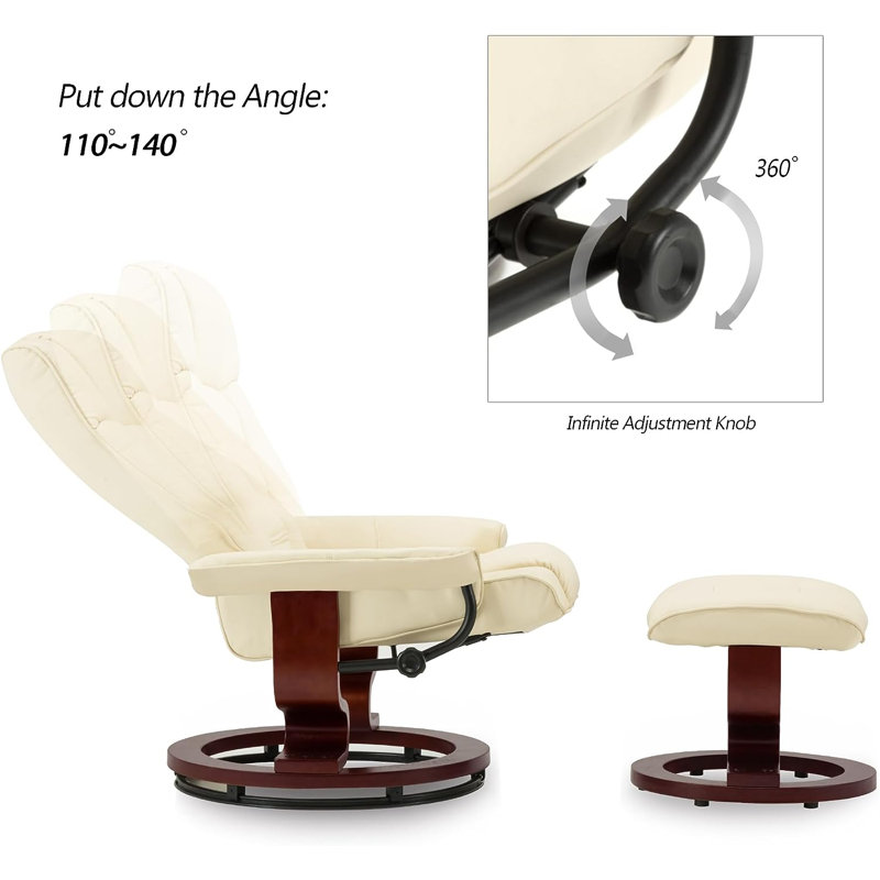 Fauteuil de bureau inclinable en cuir Odey, Similicuir crème