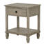 Table de chevet en teinte grise récupérée, option de rangement ouvert avec 1 tablette de tiroir, finition en fil de fer naturel, assemblage nécessaire, motif de couleur de placage de bois, configuration unique, requis, solide-1765445731