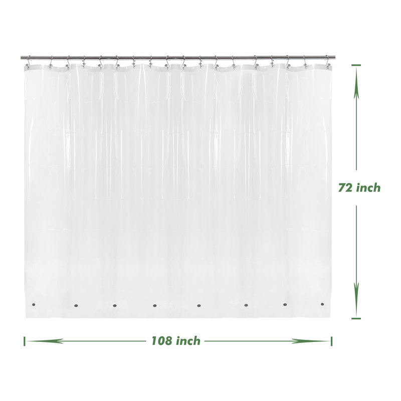 Doublure de rideau de douche imperméable 8G PEVA, Clair, 72"H x 108"W