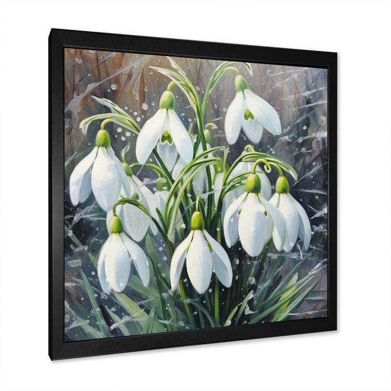 Snowdrops Floral Serenity II, H 36 po x l 36 po x P 1,5 po, Cadre photo noir