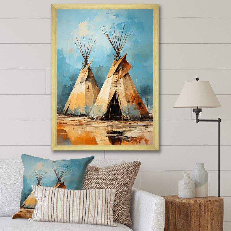 «Yellow Native Tent Rhythms Collage III», reproduction d'art sur toile encadrée, H 44 po x l 34 po x P 1,5 po