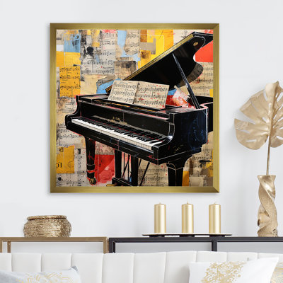 Classical Piano Sonata On Melodies Newspaper Style - Piano Wall Art