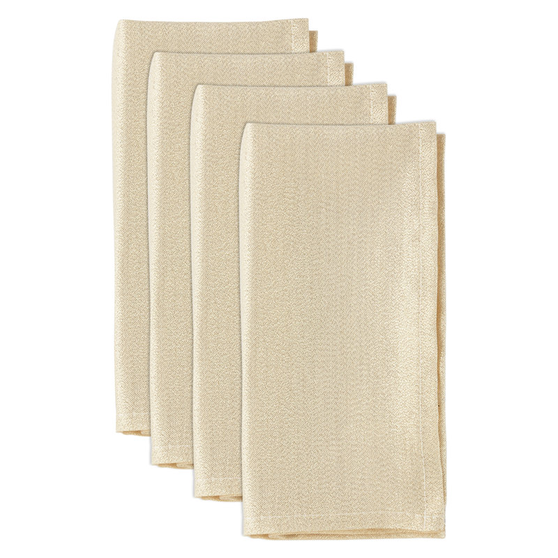Shimmering Beige Polyester Dinner Napkins Set of 4