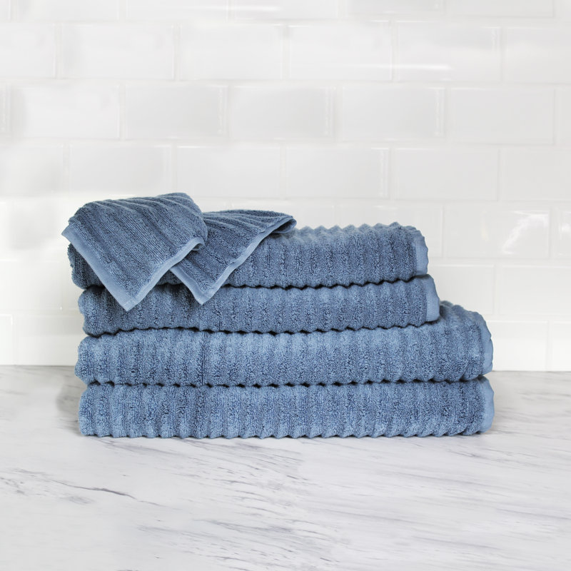 Glines 100% Cotton Plush Ribbed Mulit-Size Set, Slate Blue