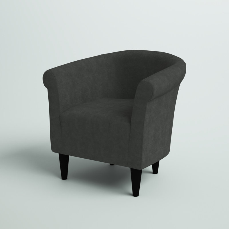 Liam Upholstered Barrel Chair, Ash Microsuede