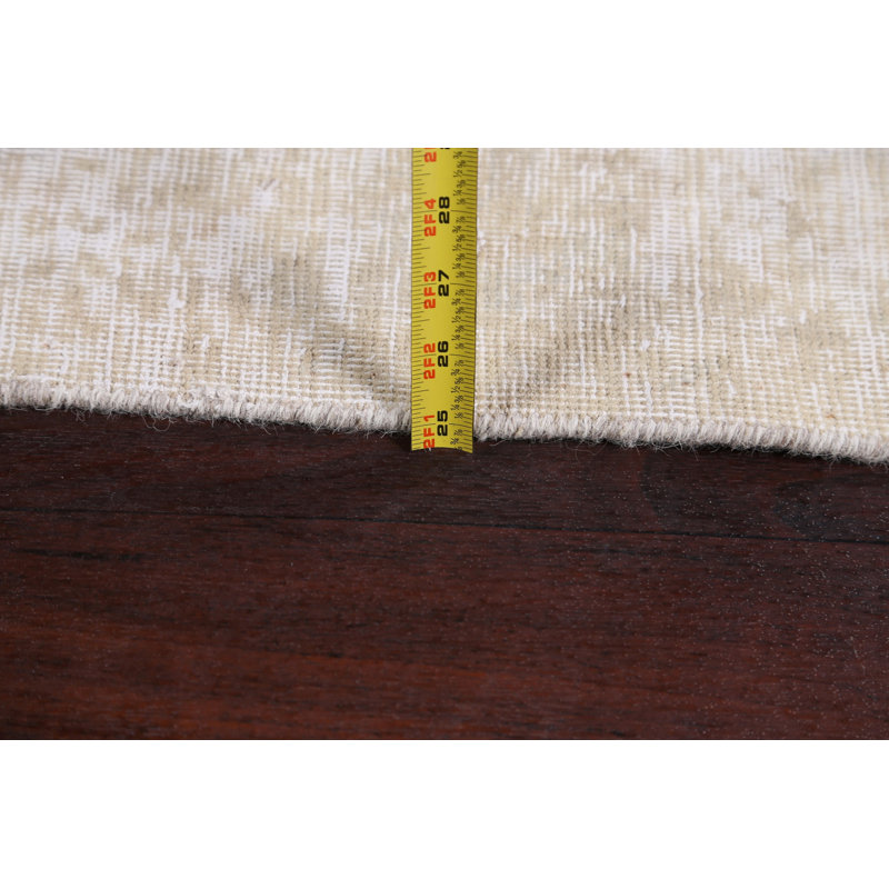 One-of-a-Kind 6'3" X 9'3" 1950s Wool Area Rug in Ivory