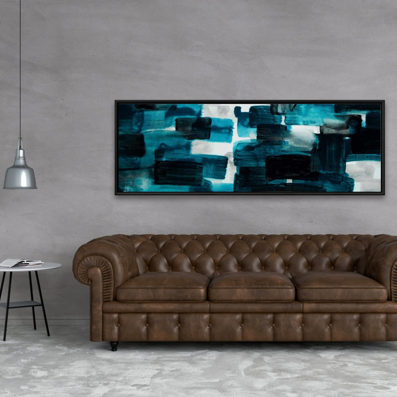 " Turquoise And Gray Squares " on
