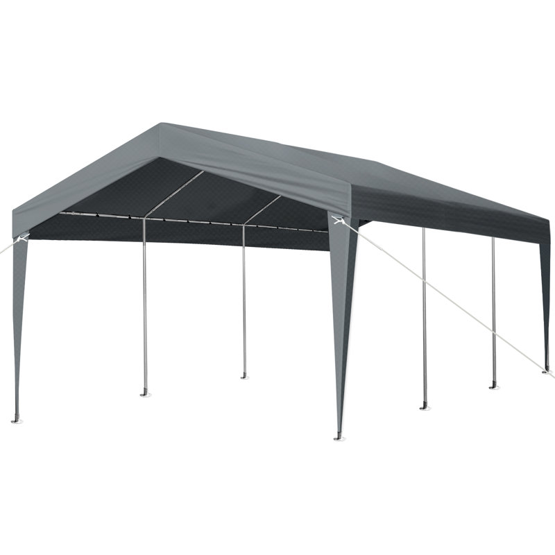 12’ X 20’ Heavy-Duty Dark Gray Carport With Galvanized Steel Frame