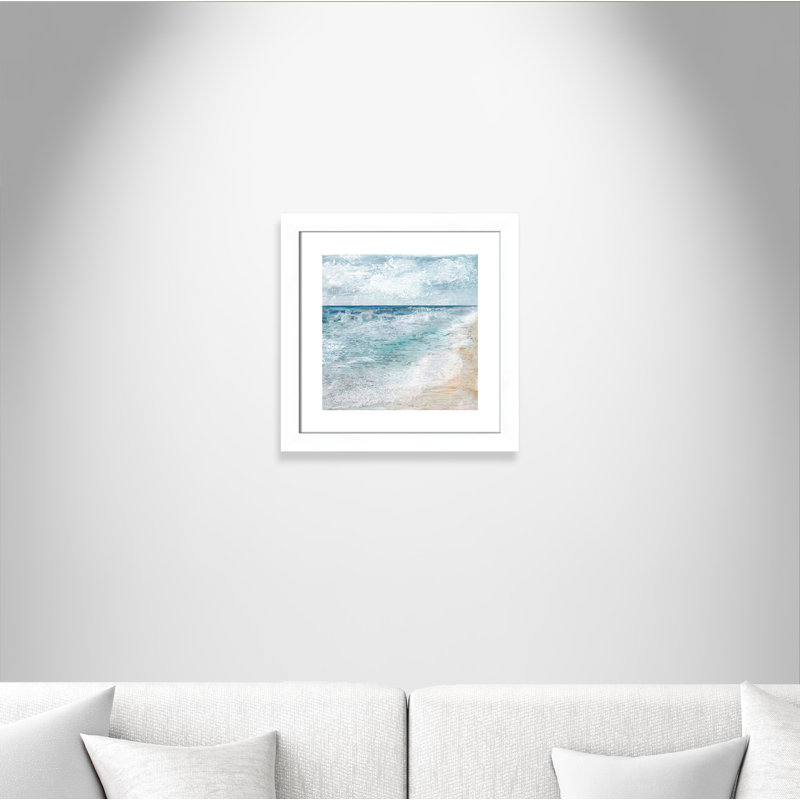 Balade au bord de l'eau - Peinture encadrée, Blanc mat, H 18,5 po x l 18,5 po x P 1,25 po