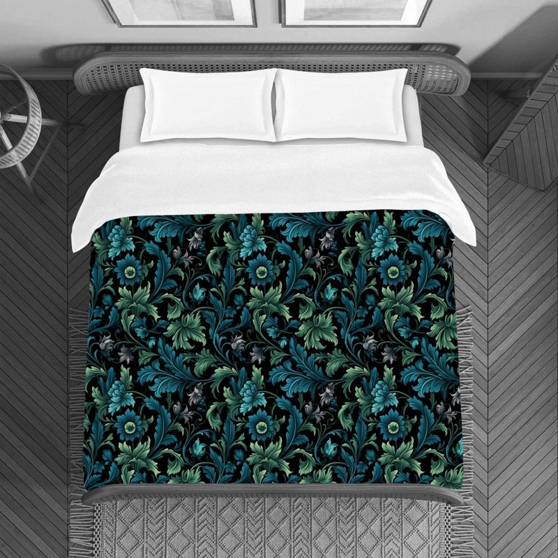 Machine Printed Duvet Cover, Twin Duvet Cover, Black/Navy