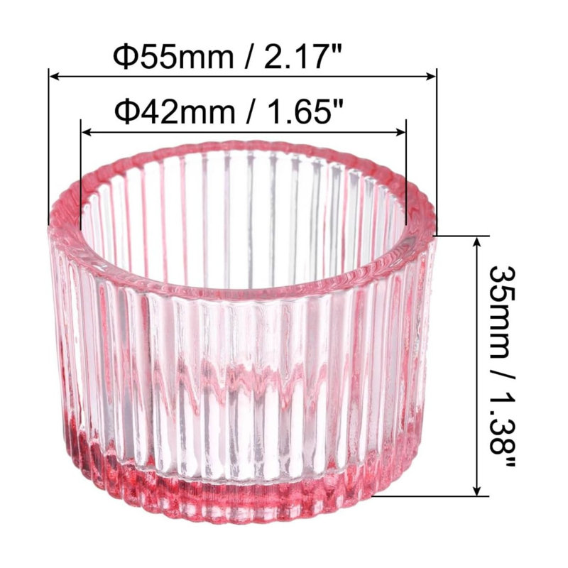 2 bougeoirs en verre rose 2 pièces