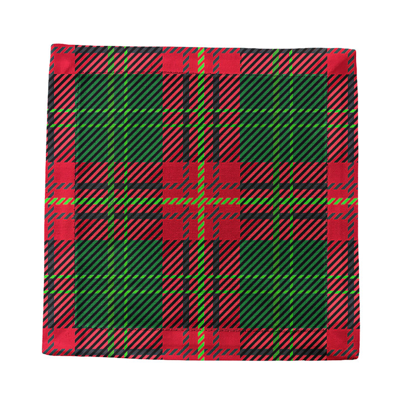 Tartan Cotton Sateen Cocktail Napkins, Green