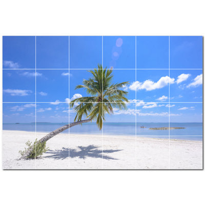 Beach Photo 4.25'' x 4.25'' Satin Ceramic Decorative Mural