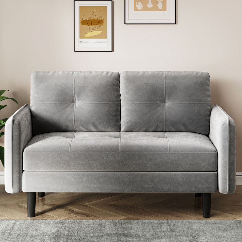 Aayushi 2 Seater Loveseat, Grey Velvet