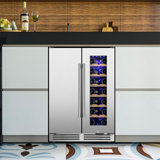 Réfrigérateur Nipus 23,42 po à 20 bouteilles et 57 canettes à deux zones pour le vin et les boissons